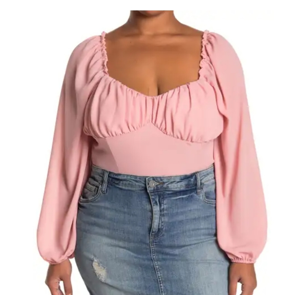 Off the shoulder long sleeve peasant top
